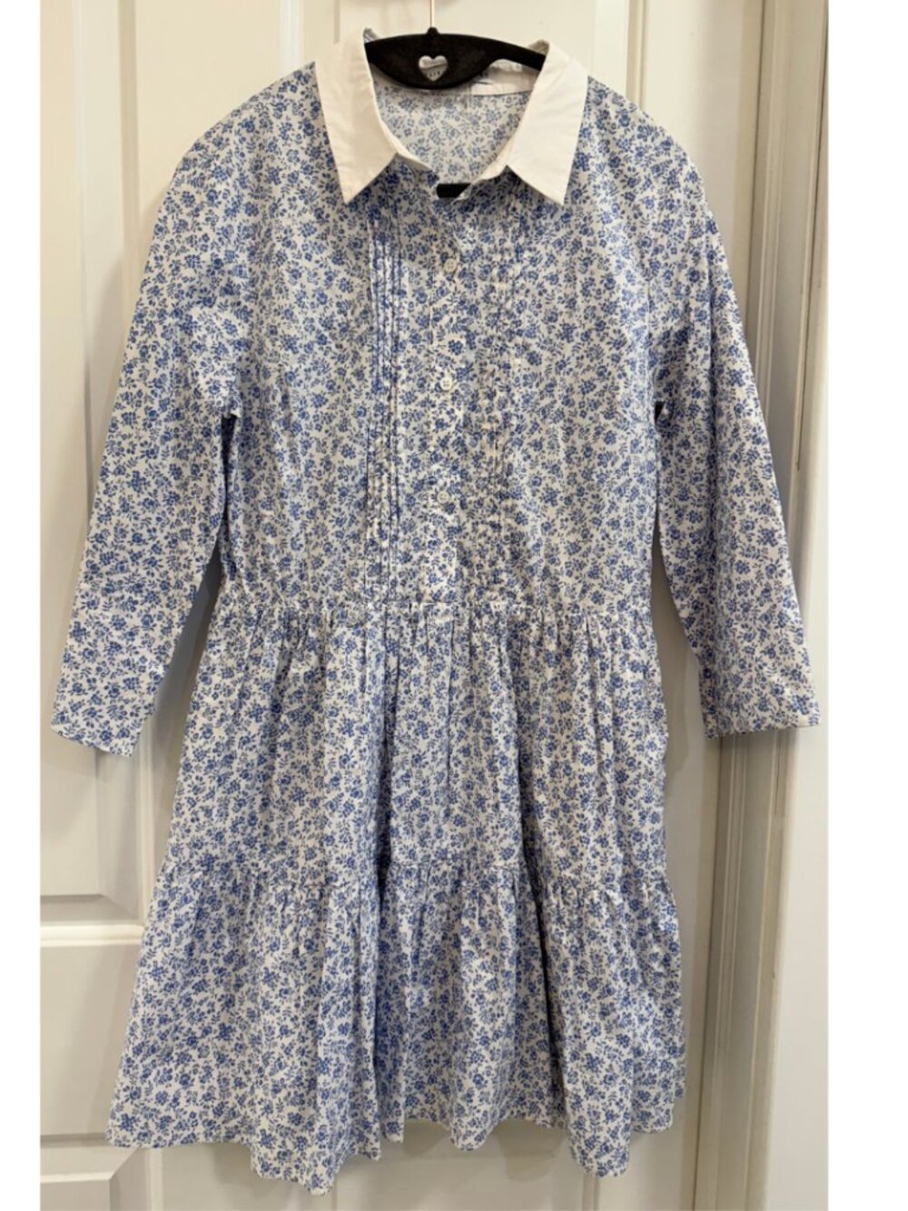 English Factory Blue Floral Tiered Dress Small